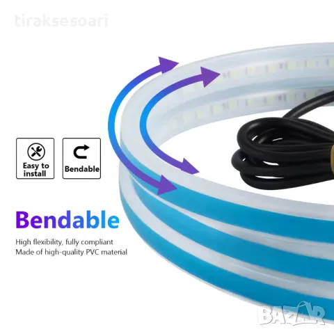 150 см 180 см RGB LED Диодна лента за преден капак, мобилно приложение, снимка 5 - Аксесоари и консумативи - 48790185