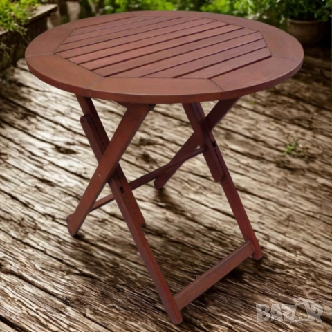 Маса сгъваема Muhler Meranti - Ø70xH74cm, дърво, снимка 2 - Други стоки за дома - 52137976