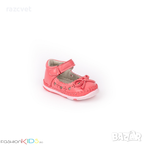 Бебешки анатомични обувки за прохождане за момиче в цвят корал с коригираща велкро лепка, ефектна, снимка 2 - Детски обувки - 44910740