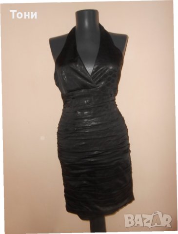 Черна рокля имитация на кожа  Samsara, снимка 4 - Рокли - 28754814