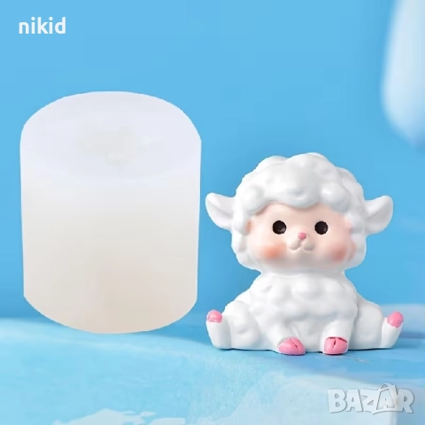 3D малко седнало агне агънце овца силиконов молд форма фондан шоколад гипс смола свещ сапун декор
