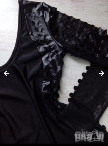 Елегантна рокля с кожен ръкав, снимка 3 - Рокли - 52516293