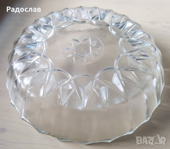 Продавам луксозна фруктиера масивно стъкло с гравюри Бяла прозрачна , снимка 4 - Прибори за хранене, готвене и сервиране - 35496581
