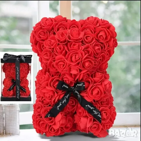 Червено мече от рози/мече от рози/червено мече, снимка 3 - Декорация за дома - 48982883