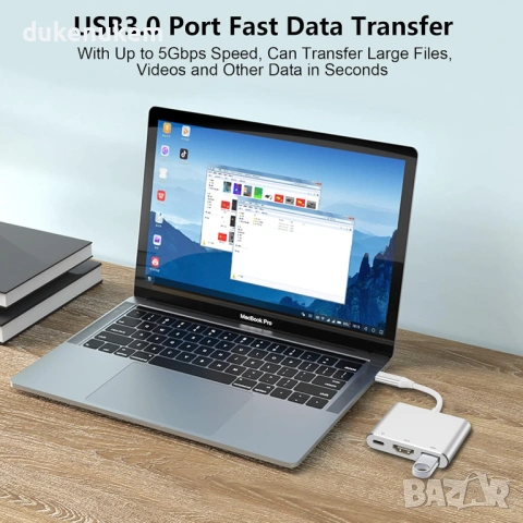 USB-C към HDMI адаптер 3-в-1 – 4K, PD 100W, USB 3.0, снимка 4 - Кабели и адаптери - 53241689