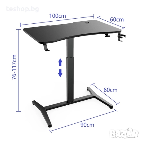Геймърско бюро ЧЕРНО 100 x 60 см, снимка 2 - Бюра - 52198750