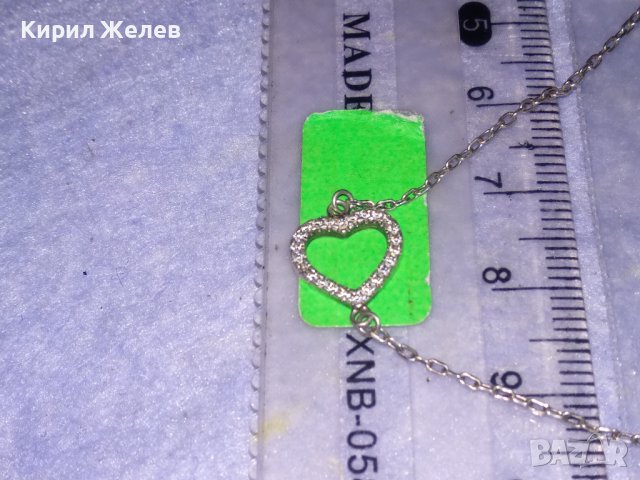 ФИНА СРЕБЪРНА СКЪПОЦЕННА ГРИВНИЧКА СРЕБРО 925 със СЪРЧИЦА и ФАСЕТИРАНИ ЦИРКОНИ 16888, снимка 10 - Гривни - 39379208