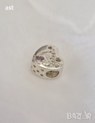 Сребърен елемент сърце, снимка 2 - Гривни - 52524574