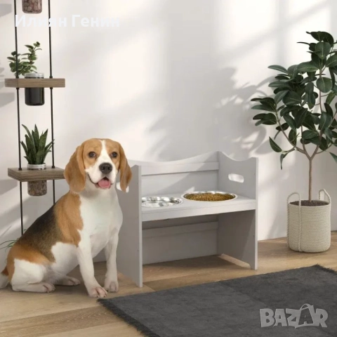 Станция за хранене на кучета PawHut, 2 купички от неръждаема стомана, снимка 10 - За кучета - 51792238