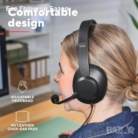 Нови USB-C PC слушалки с микрофон 1.8м кабел Teams Zoom лаптоп офис, снимка 3 - Други - 51587435