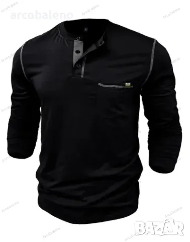 Мъжка тениска с дълъг ръкав Henley, 6цвята , снимка 17 - Тениски - 48319076