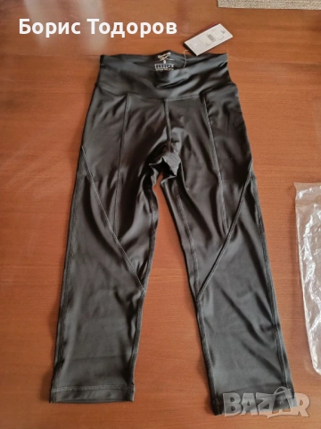 Reebok клин спортен панталон женски 3/4 къс черен легингс, снимка 3 - Клинове - 53591777