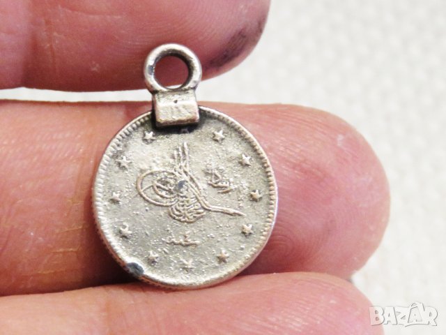 Голям османски сребрист медальон с тугра, тура - османска монограма и послание, амулет, турски накит, снимка 2 - Колиета, медальони, синджири - 32301482
