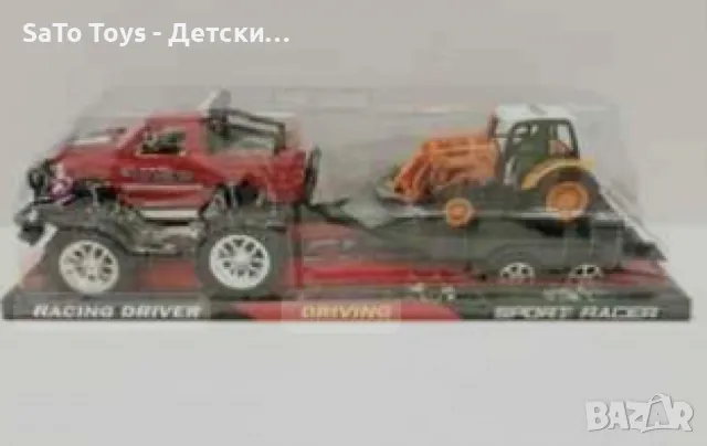 Джип с трактор, на ремарке