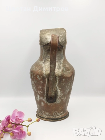 АНТИКВАРНА находка  Бакърена ръчно изкована рустикална кана за вода , снимка 5 - Антикварни и старинни предмети - 51581381