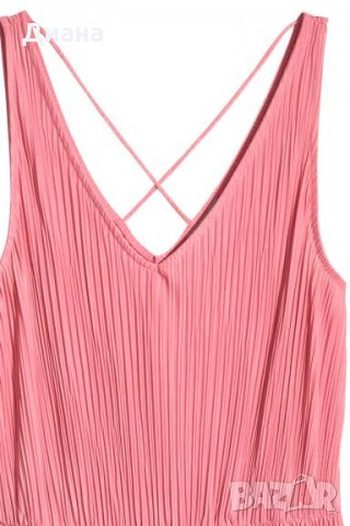 Розова плисирана рокля H&M, снимка 2 - Рокли - 32901544