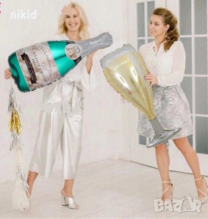 Голяма чаша и бутилка шише шампанско фолио фолиев балон хелий или въздух парти рожден ден, снимка 3 - Други - 37954154