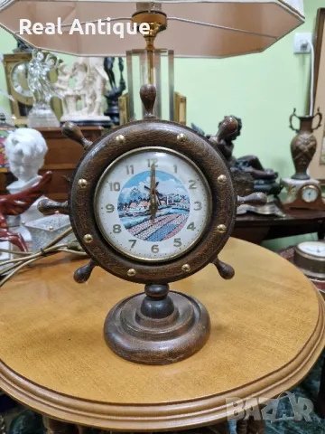 Красив антикварен колекционерски механичен настолен часовник , снимка 1