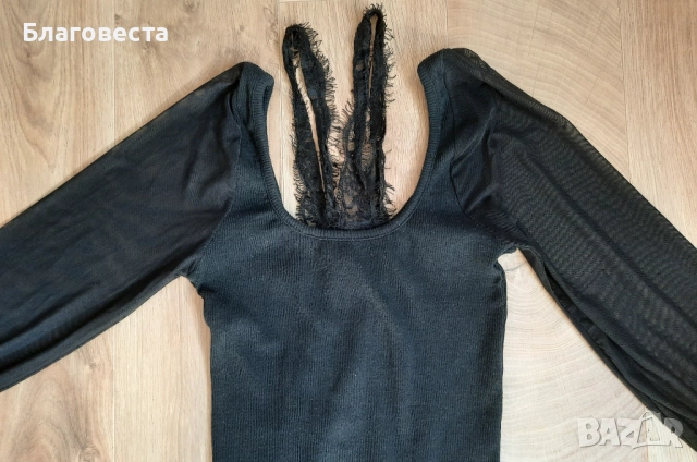 Къса рипсена рокля с дантела , снимка 2 - Рокли - 52110213