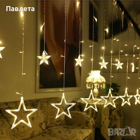 LED Завеса с коледни звезди, снимка 7 - Декорация за дома - 43764576