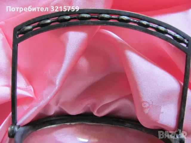 Арт деко кристална купа,бонбониера с бронзова дръжка, снимка 3 - Антикварни и старинни предмети - 49433916