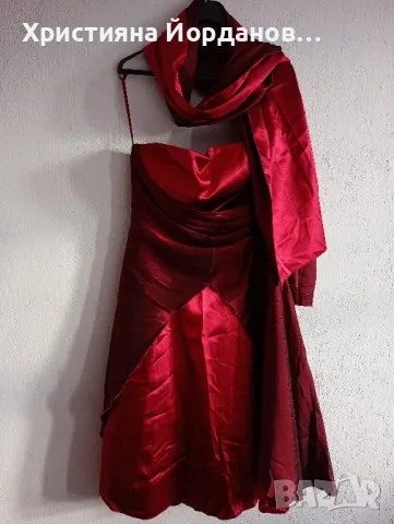 червена рокля + шал, снимка 3 - Рокли - 49009735