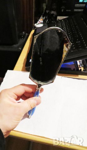 Старинно английско сребърно аристократично огледало с емайл  Birmingham England 1773-1924 г сребро, снимка 11 - Други - 32624416