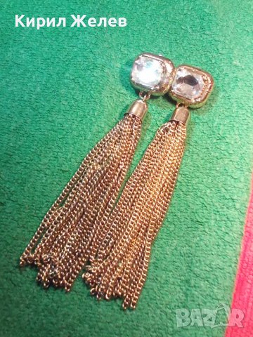 ЗЛАТИСТИ ВИНТИДЖ МОДЕЛ КРИСТАЛНИ ОБЕЦИ 24787, снимка 9 - Обеци - 34339658