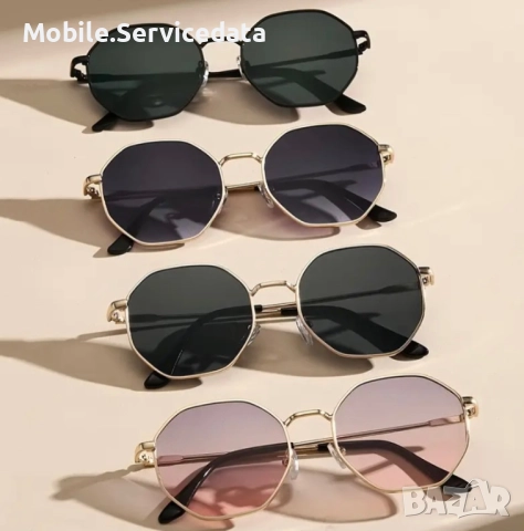 Дамски осмоъгълни големи хипи слънчеви очила с метална рамка, снимка 2 - Слънчеви и диоптрични очила - 52426739