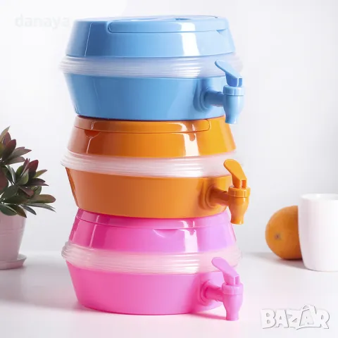 1709 Преносим сгъваем диспенсър за вода сгъваема туба с кранче, снимка 2 - Аксесоари за кухня - 49760464