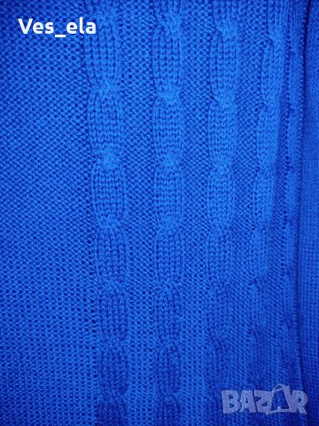 Блуза плетиво турско синьо с джобче, снимка 3 - Блузи с дълъг ръкав и пуловери - 34912962