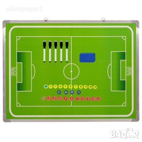 Треньорска магнитна дъска за футбол с размери 80х60 см. 