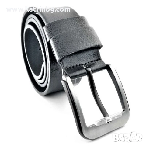 Мъжки колан естествена кожа в черен цвят с класическа катарама, снимка 2 - Колани - 51642943
