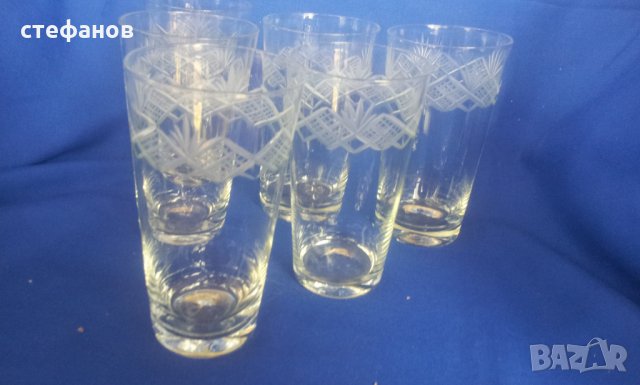 Чаши за безалкохолно 6 бр с гравюра тънко стъкло, снимка 4 - Чаши - 28890022