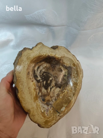 Антикварен съд от вкаменено дърво Материал: Естествен фосил 2 кг, снимка 5 - Антикварни и старинни предмети - 53590893