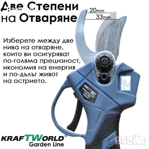 3в1 Акумулаторен Градински Комплект KraftWorld – Резачка с омасляване, Ножица и Телескопичен Прът, снимка 7 - Градински инструменти - 51072074
