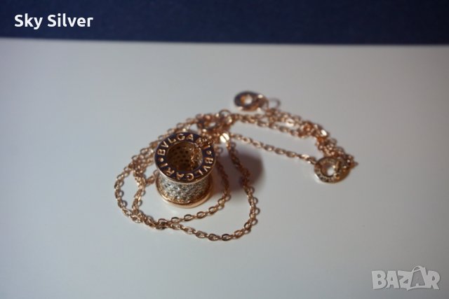 Колие с розово сребро BVLGARI, снимка 1 - Колиета, медальони, синджири - 28087750