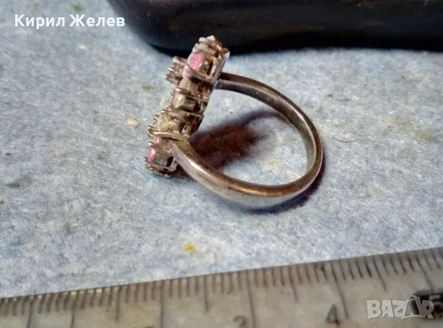 НЕЖЕН ФЛОРАЛЕН СКЪПОЦЕНЕН СРЕБЪРЕН ПРЪСТЕН ЦВЕТЯ РОДИРАНО СРЕБРО 925 с ПЛАНИНСКИ и РОЗОВ КВАРЦ 49727, снимка 3 - Пръстени - 49244551