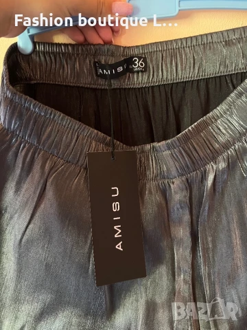 Нов есенен тъмно сребрист панталон с ластик в кръста и странични джобове 36 размер на марката Amisu , снимка 4 - Панталони - 51376823