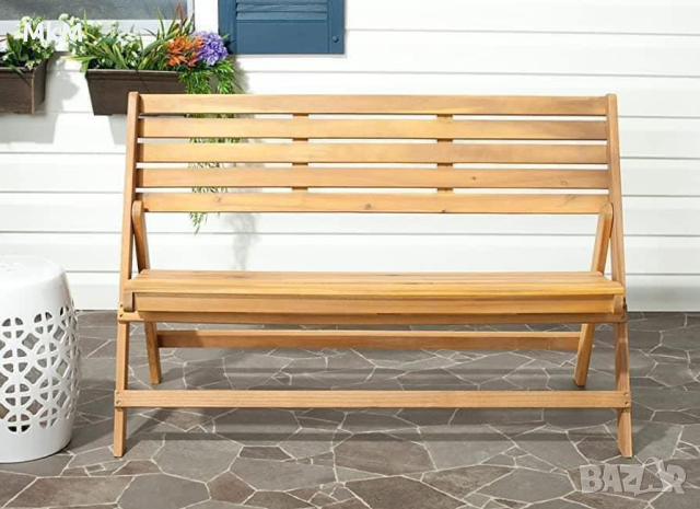 Дървена ,сгъваема , здрава пейка  подходяща за градина , веранда или тераса , снимка 2 - Градински мебели, декорация  - 44882276