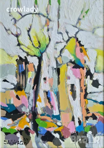 Иван Яхнаджиев Къща и дърво 2024 година маслени бои №23, снимка 2 - Картини - 49250437