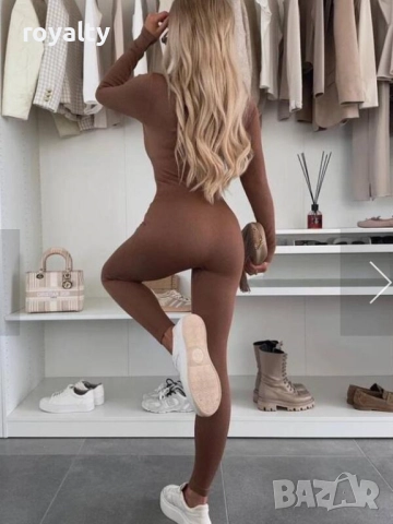 Дамски оформящ секси гащеризон цвят капучино, снимка 3 - Комплекти - 51946371