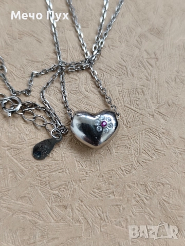 Сребърен синджир с висулка Сърце (384), снимка 4 - Колиета, медальони, синджири - 52581524