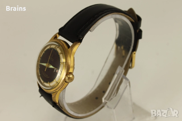 1940's ZENTRA Позлатен Немски Часовник Шахматен Циферблат, снимка 5 - Антикварни и старинни предмети - 51786280