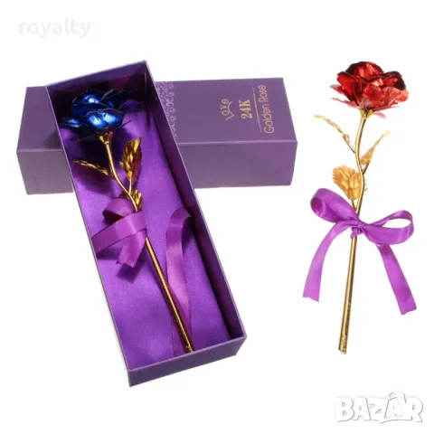 Прекрасна изкуствена роза с 24-каратово златно покритие и стойка , снимка 10 - Изкуствени цветя - 49089179