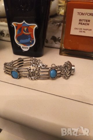 Авторска сребърна гривна  с ларимар   НАМАЛЕНА 