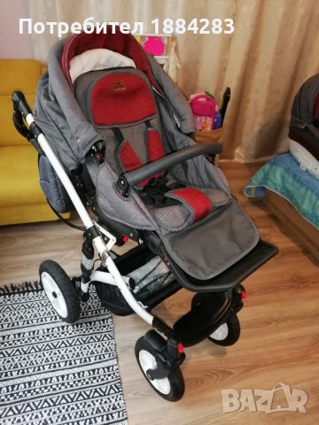 Комбинирана бебешка количка 3в1 Lorelli Mia, Red and Black, снимка 4 - Детски колички - 38033312