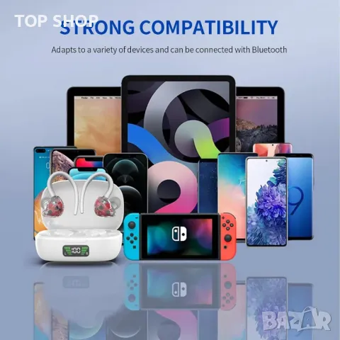 JISWK 2 пакета безжични слушалки в ушите, Bluetooth 5.3, 40 ч, кукички за уши, снимка 6 - Безжични слушалки - 49969994