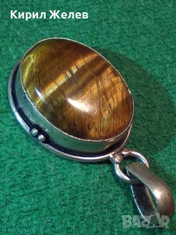 ПРЕКРАСЕН СТАР ПОСРЕБРЕН ТИГРОВО ОКО МЕДАЛЬОН 12263, снимка 2 - Колиета, медальони, синджири - 29564135