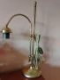 Стара антична месингова настолна лампа с лебедова шия, снимка 1